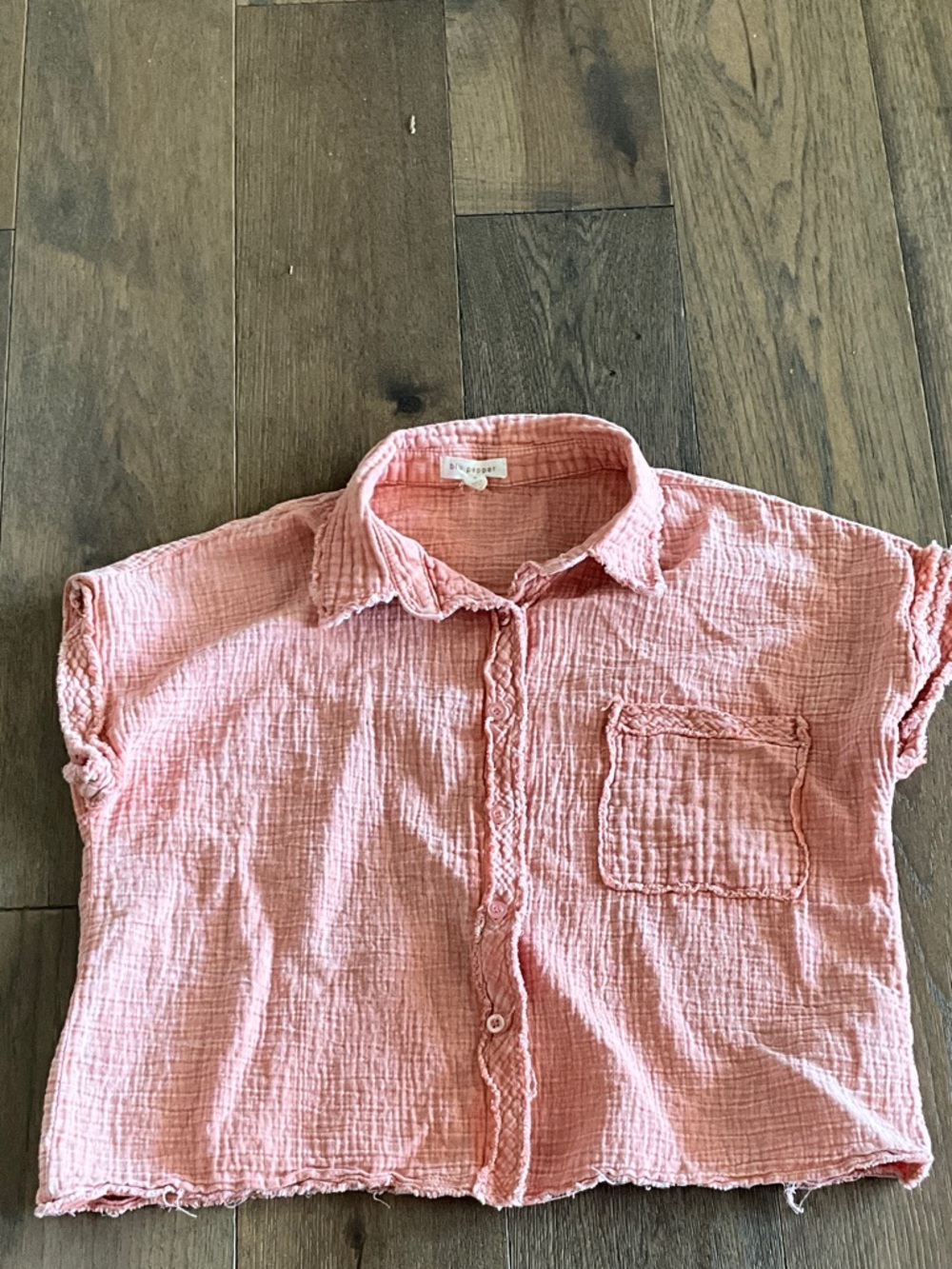 Blu Pepper Coral Gauze Button-Up Shirt